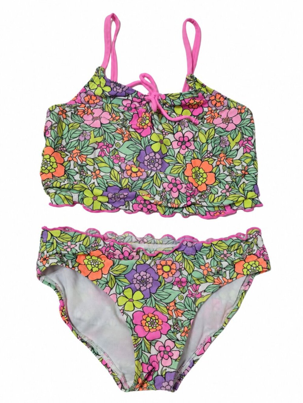Cat & Jack Girls Floral Two Piece Tankini Swimsuit Size S 6/7